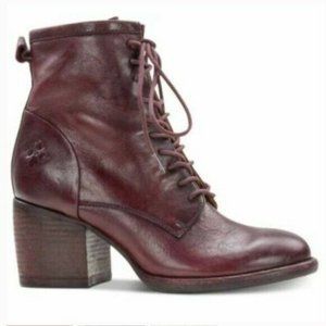Patricia Nash Sicily Leather Red Merlot Ankle Booties Size 6.5M